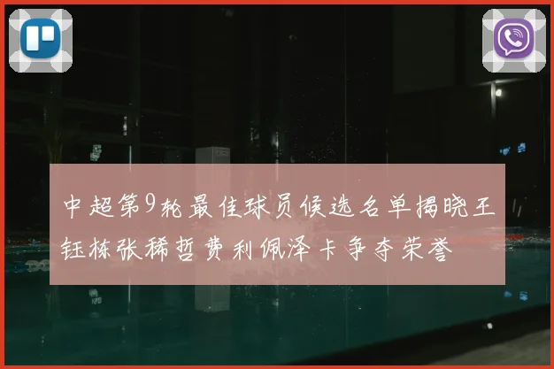 中超第9轮最佳球员候选名单揭晓王钰栋张稀哲费利佩泽卡争夺荣誉